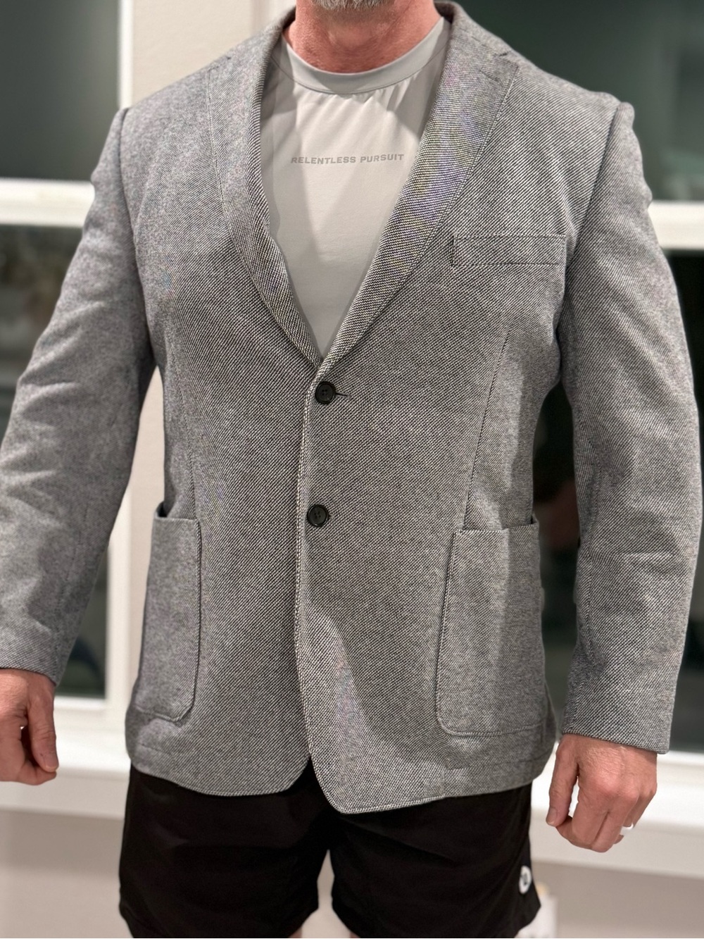 Bensol Men’s Gray Textured Knit Blazer Sport Coat Modern Tailored Jacket 50R